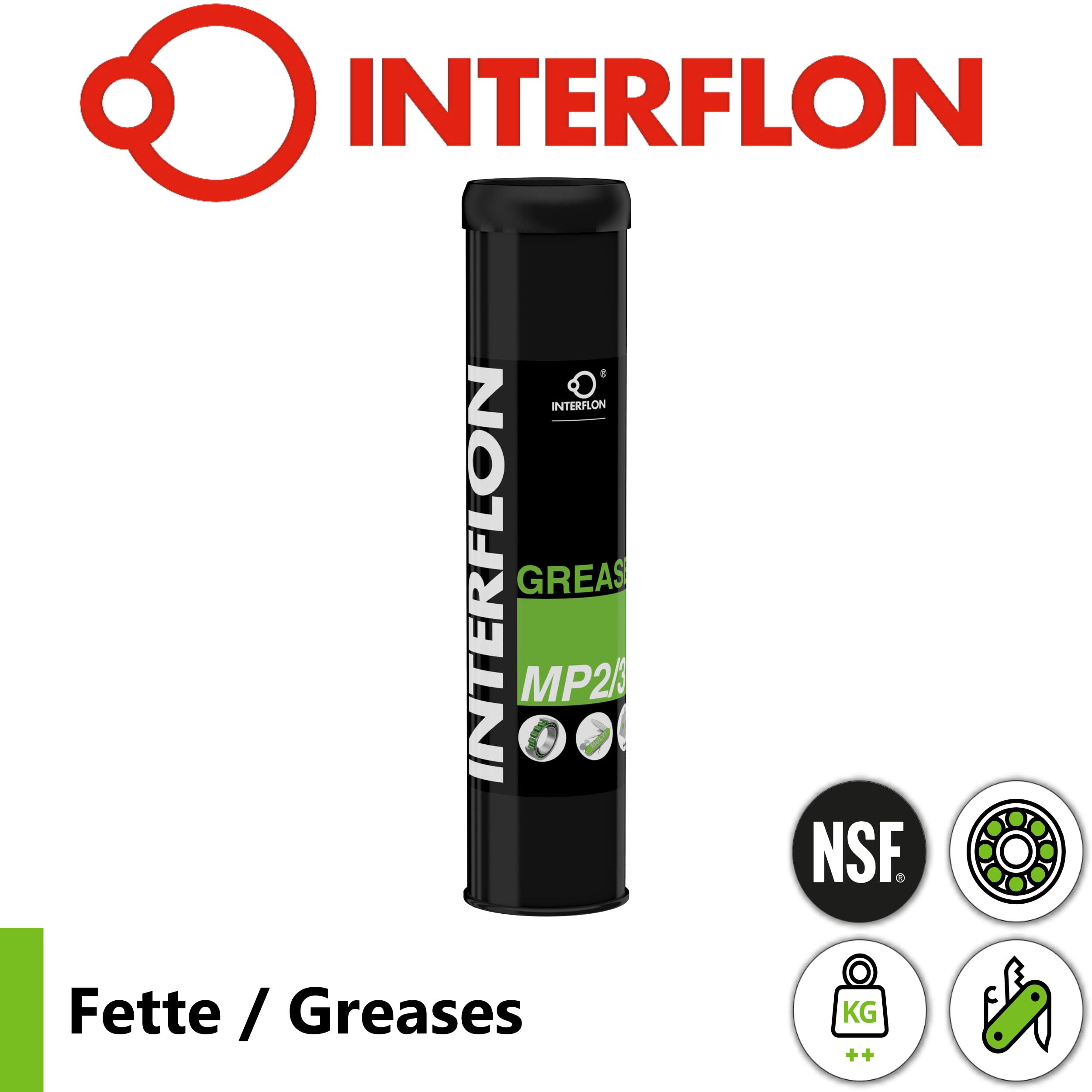 Interflon Grease MP2/3 400 ml langanhaltendes Mehrzweck Schmierfett Schmierpaste Langzeitschmierung mit MicPol für Getriebe, Gleitflächen, Gelenke, Zahnräder uvm.