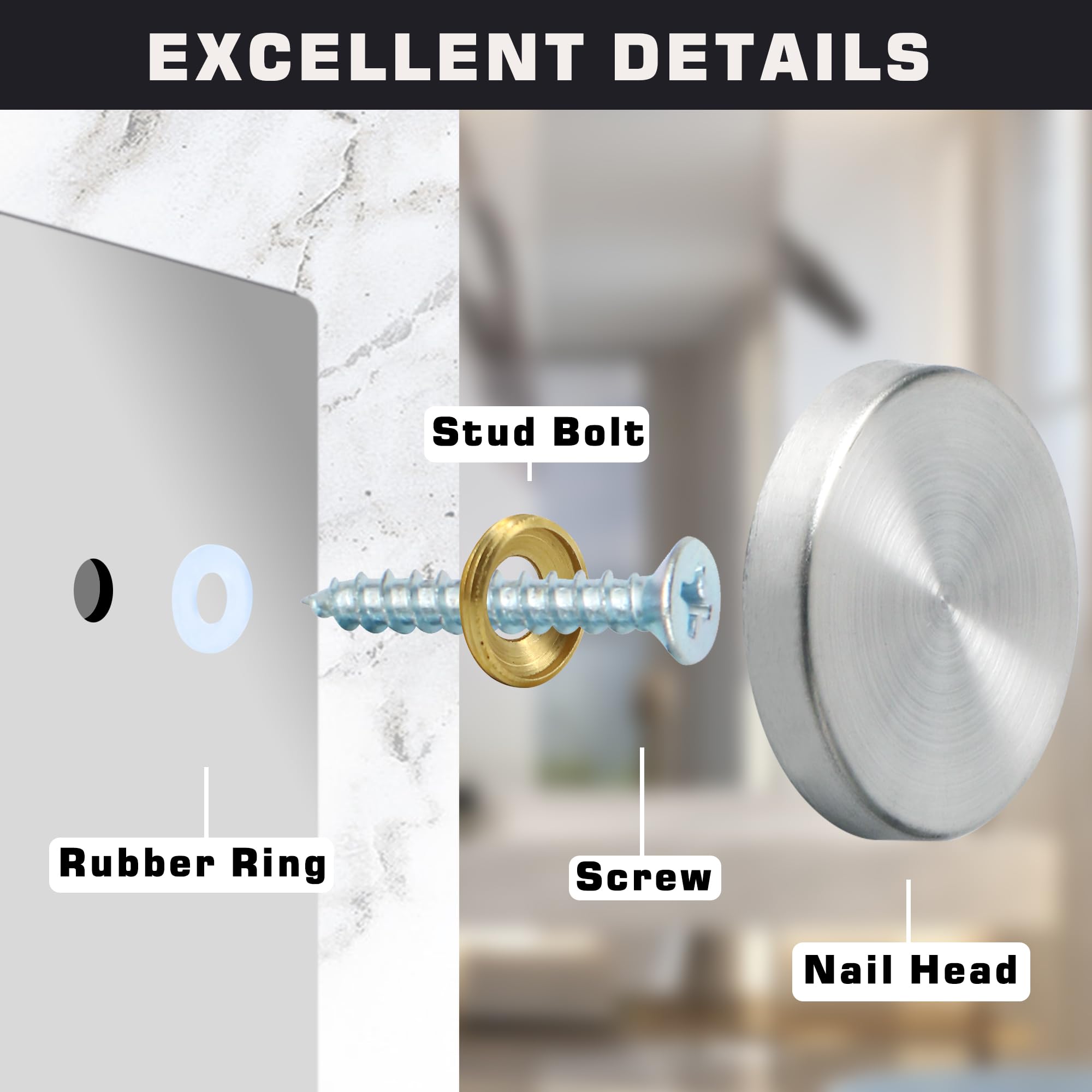 Brushed Stainless Steel Screw Covers - 12 Pack -5 Brushed Stainless Steel Screw Covers - 12 Pack -5