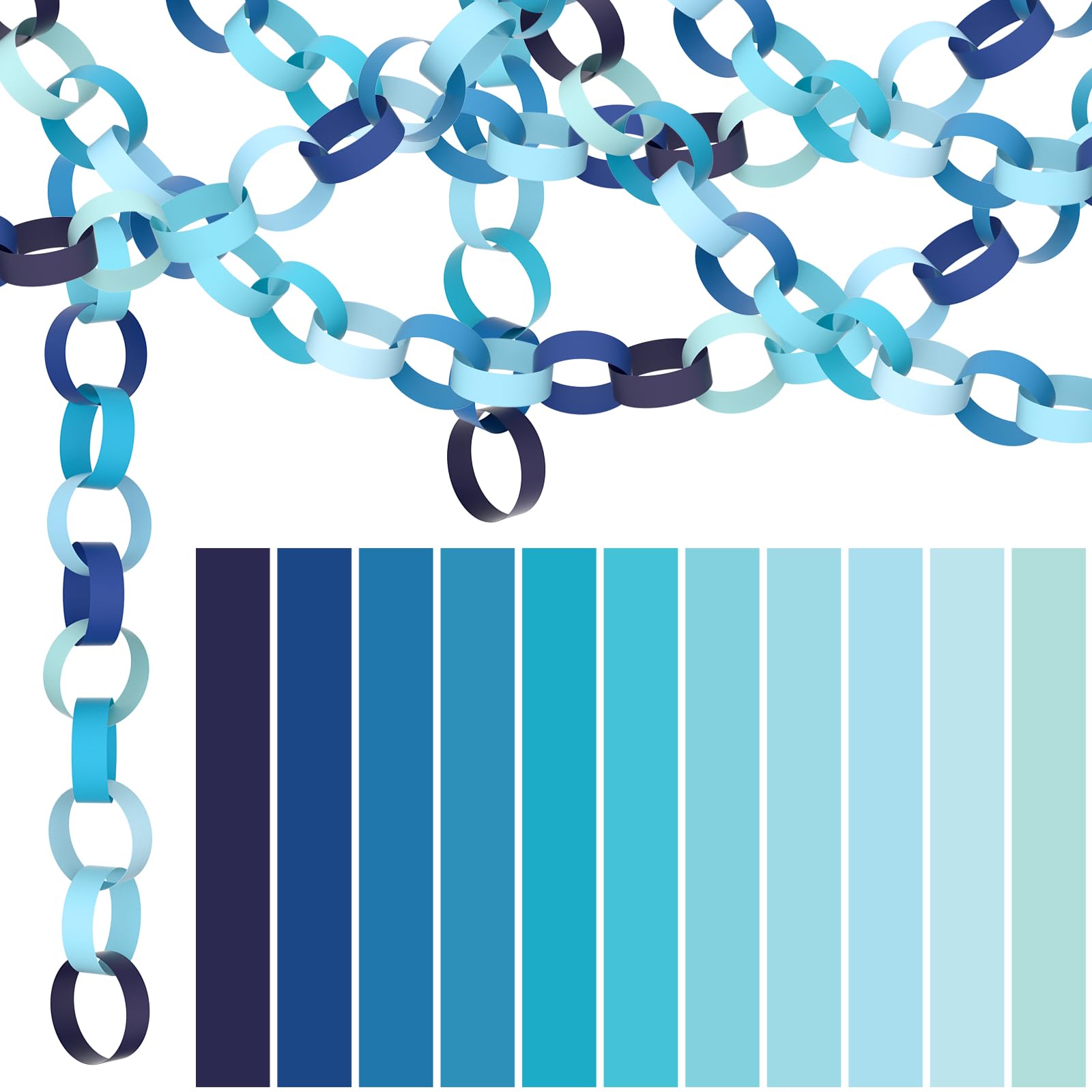 NACHLYNN 660 Pieces Paper Chains Garland Bright Colors Paper Strips for Classroom Home Party Decor (Blue)