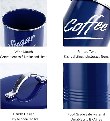 Miniatura 3 de Hillbond Juego de 4 recipientes de almacenamiento de alimentos azul marino (azul marino)