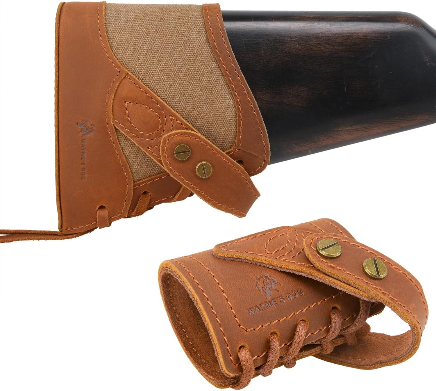 Tas Trost Leather Rifle Buttstock Slip On Gun Recoil Pads with No Drilling Sling Loop Barrel Mount for Hunting Shooting