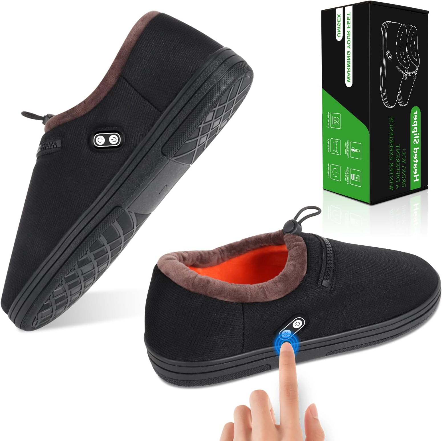 Foot Warmers, Heated Slippers for Men Women, Heated House Slippers with Rechargeable Battery 5000mAh, All-Around Heating Sole, Heat Slippers, Winter Foot Warmers for Feet for Home Office