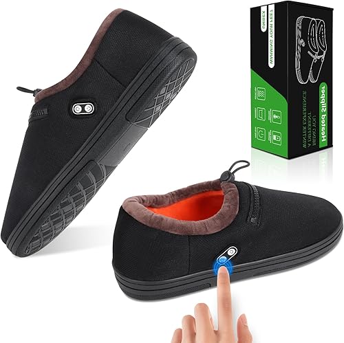 Rtdep Calentador de pies, calentador eléctrico de pies con batería de 5000 mAh, pantuflas térmicas para mujeres y hombres, calentador de pies