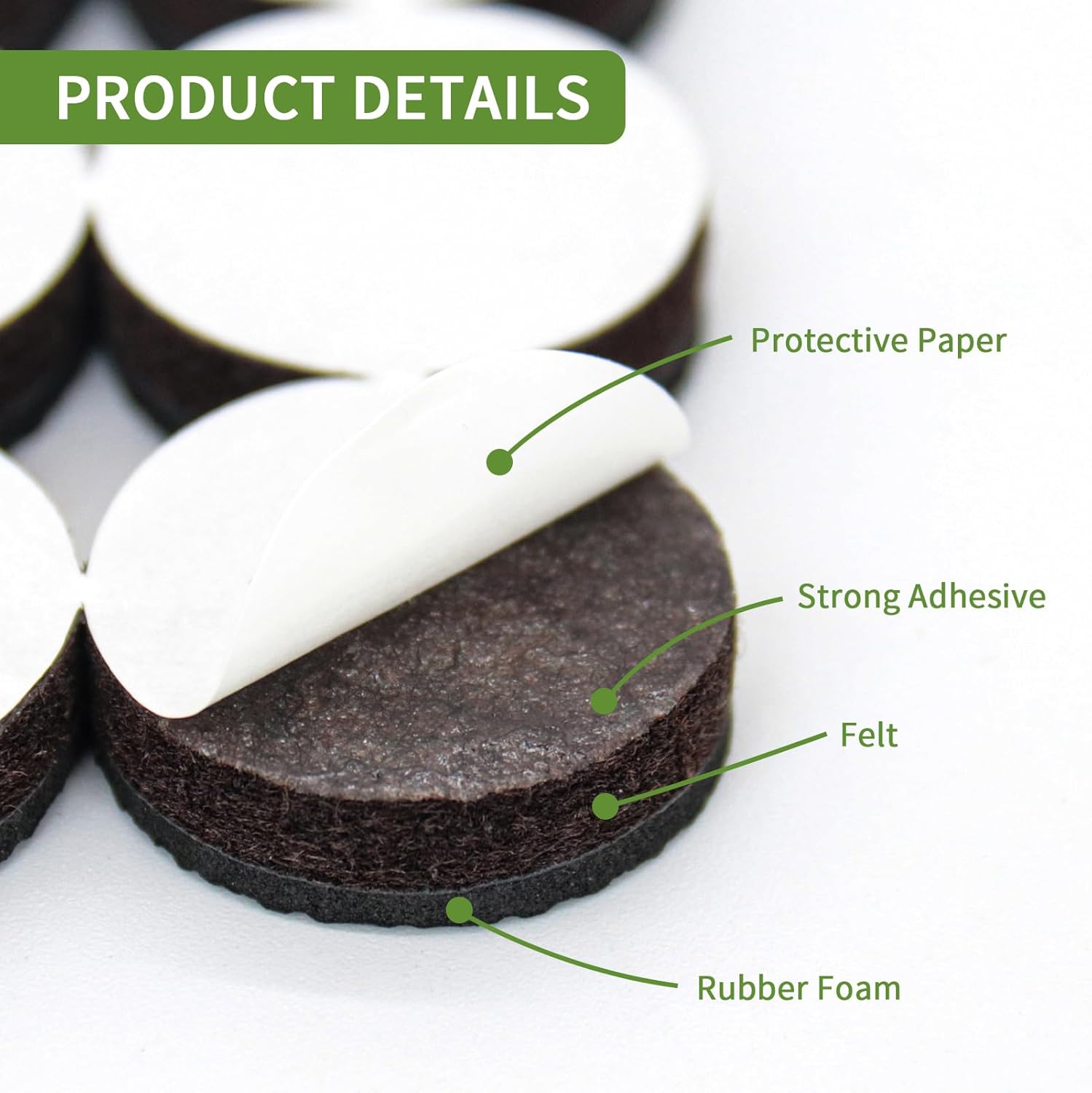 Non Slip Furniture Pads 60 PCS 1'' Round - Anti Slip Furniture Pads - Self Adhesive Rubber Feet Furniture Feet - Chair Leg Floor Protectors - Keep Furniture in Place