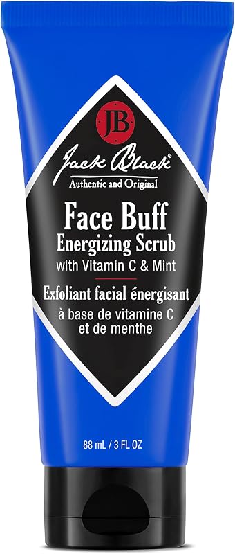 Jack Black Face Buff Energizing Scrub - Limpiador y exfoliante previo al afeitado para hombre, lavado facial exfoliante