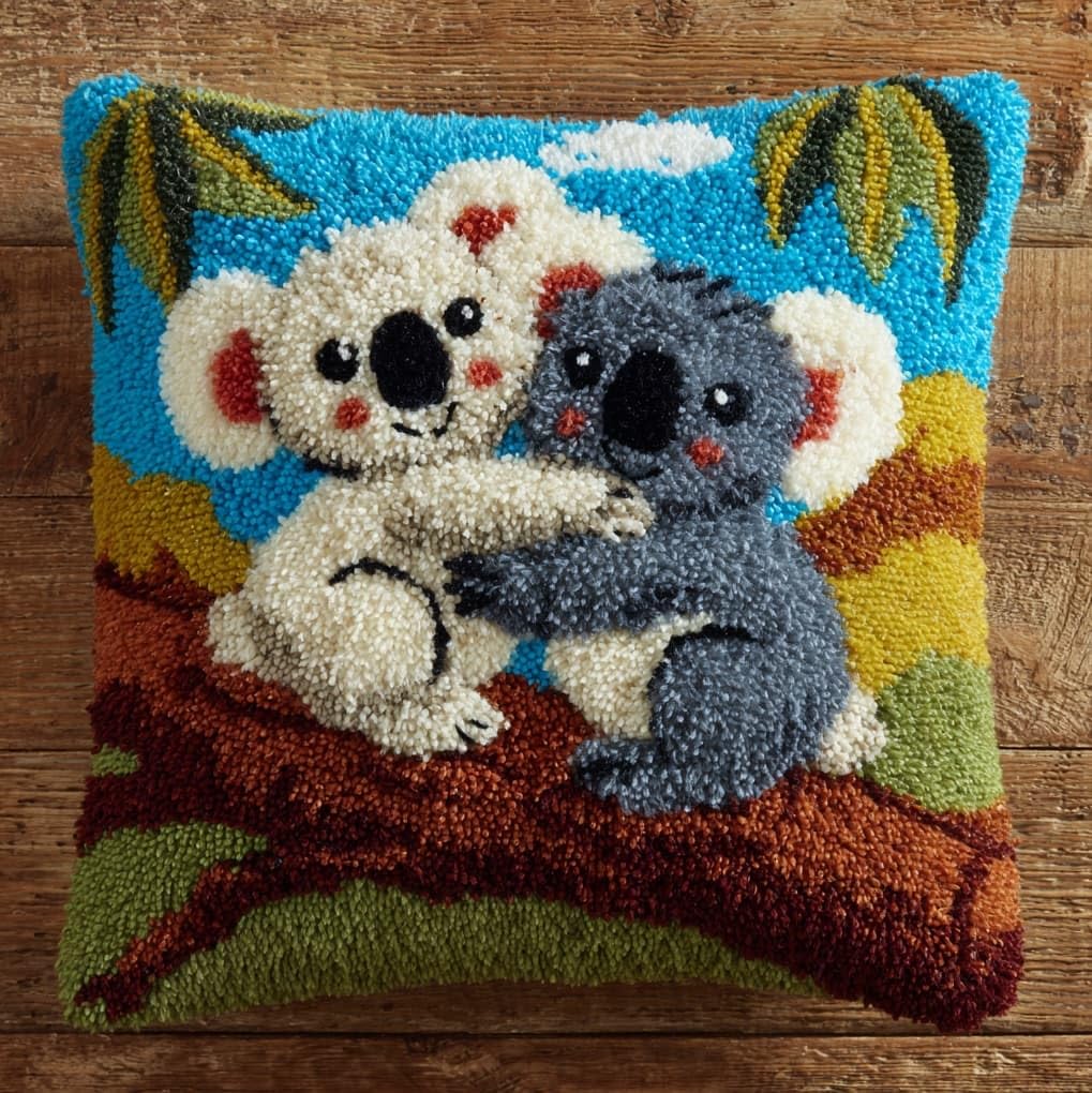 WallustrioaW Latch Hook Kit Cushion Latch Hook Kit,Two Koalas