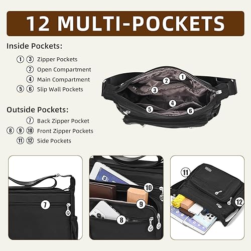 Miniatura 5 de Crossbody Bag for Women,Multi Pockets Cross Body Purses for Women, Ladies Shoulder Bag, Travel Purses and Handbags