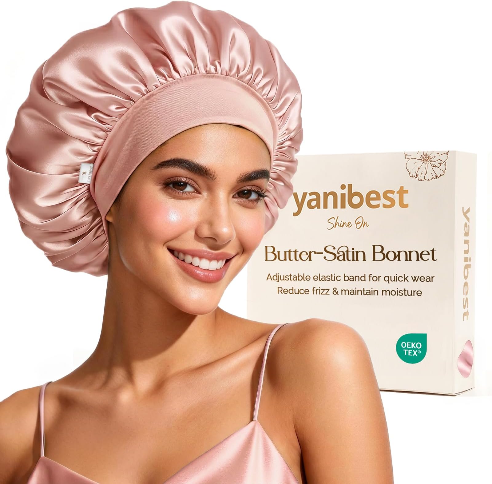 YANIBEST Silk Bonnet for Sleeping Women, Double Layer Hair Satin Bonnets with Elastic Band, Sleep Cap Curly Natural Hair