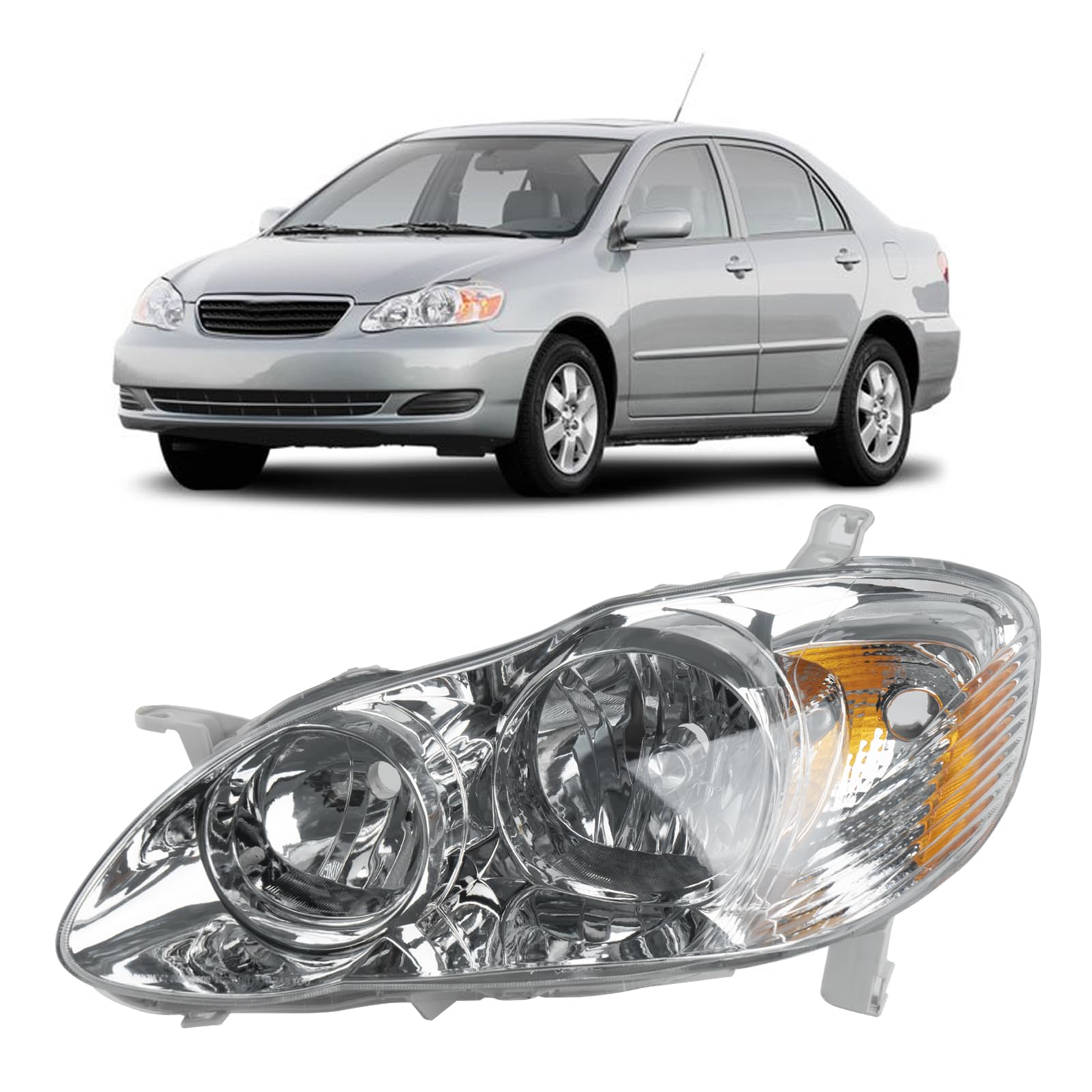 Headlight Lamps Assembly for Toyota Corolla 2005 2006 2007 2008 8115002350 TO2502160 Driver Side and Left Side Headlamps