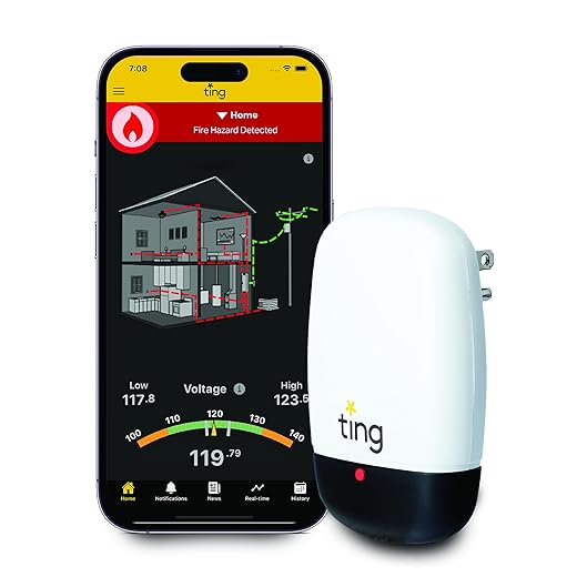 Ting Fire Electrical Fire Prevention Sensor & Service - Residential Use Only - 12 Months of Required Service Included - Home Fire Safety
