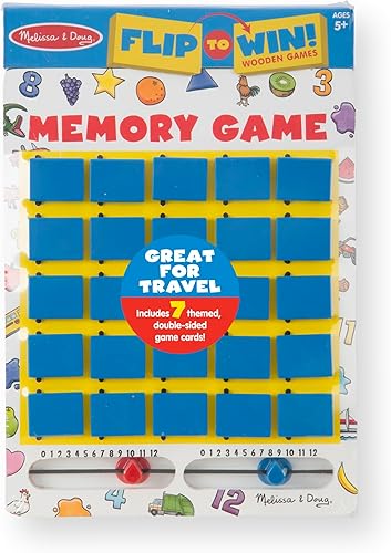 Miniatura 8 de Melissa & Doug Flip to Win Travel Memory Game - Wooden Game Board, 7 Double-Sided Cards Road Trip Essentials for Kids, Hangman for Kids, Memory Toy