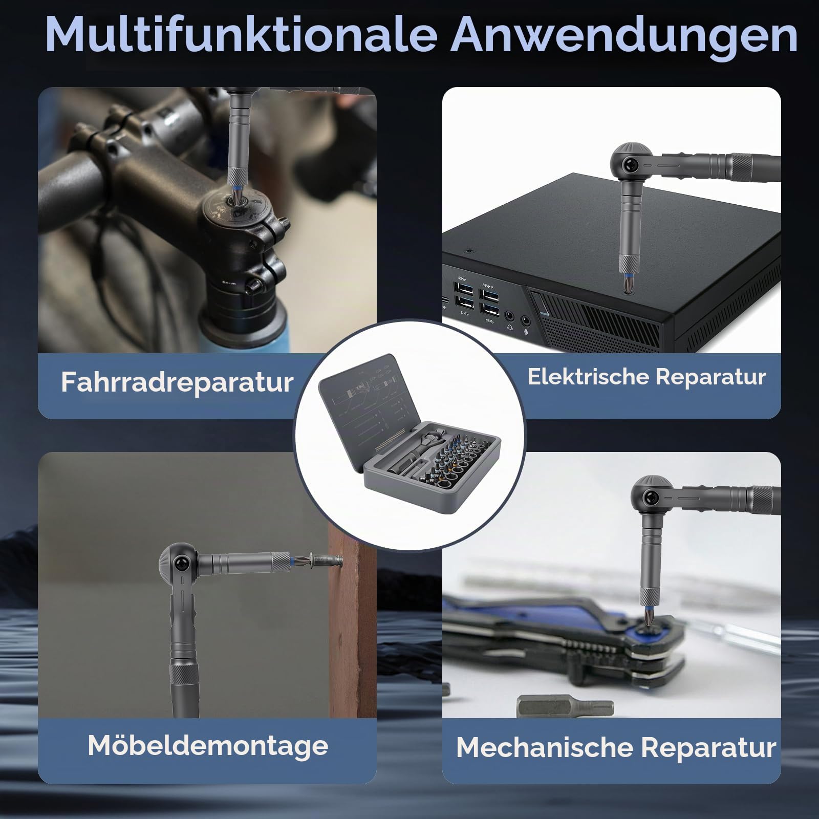 40-in-1 Magnetischer Ratschenschraubendreher-Set, Präzisions-Reparaturwerkzeug-Set mit 180°-Kugelgelenkgriff, S2-Bits für Elektronik, Saker-Werkzeug für Telefonuhr, Kamera, Fahrrad