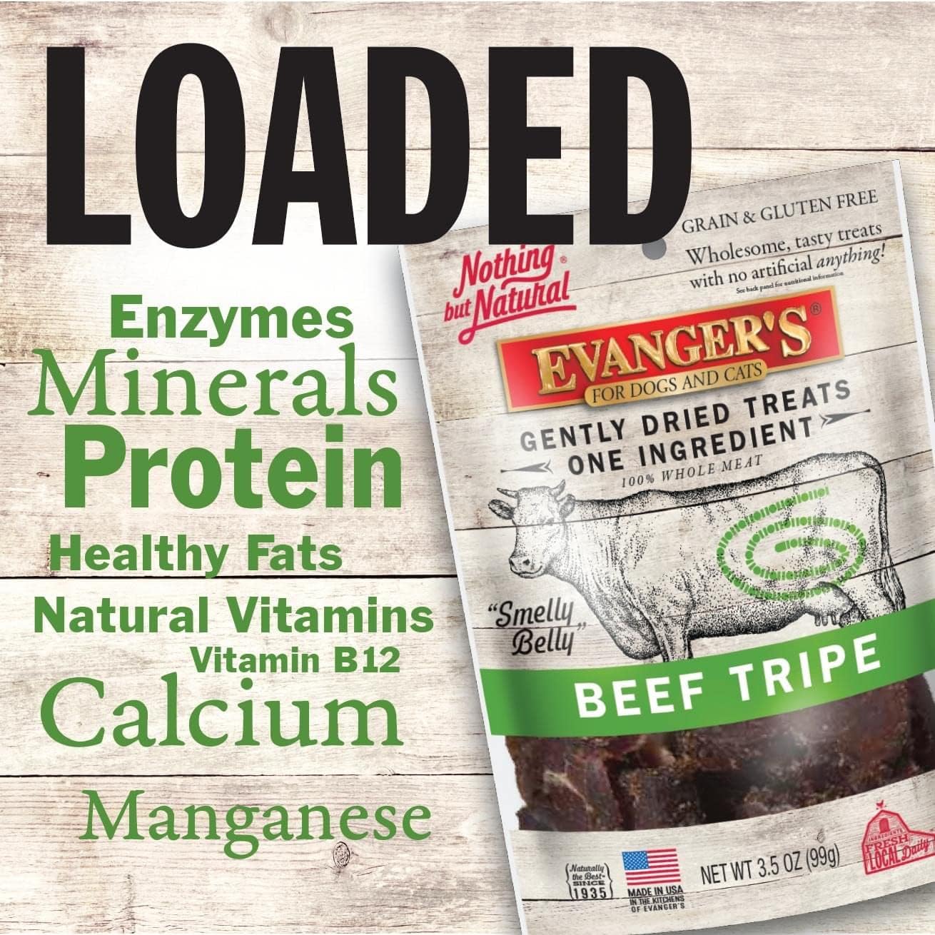 Evanger's Gently Dried Treats - Beef Tripe - 3.5 oz (Pack of 2)