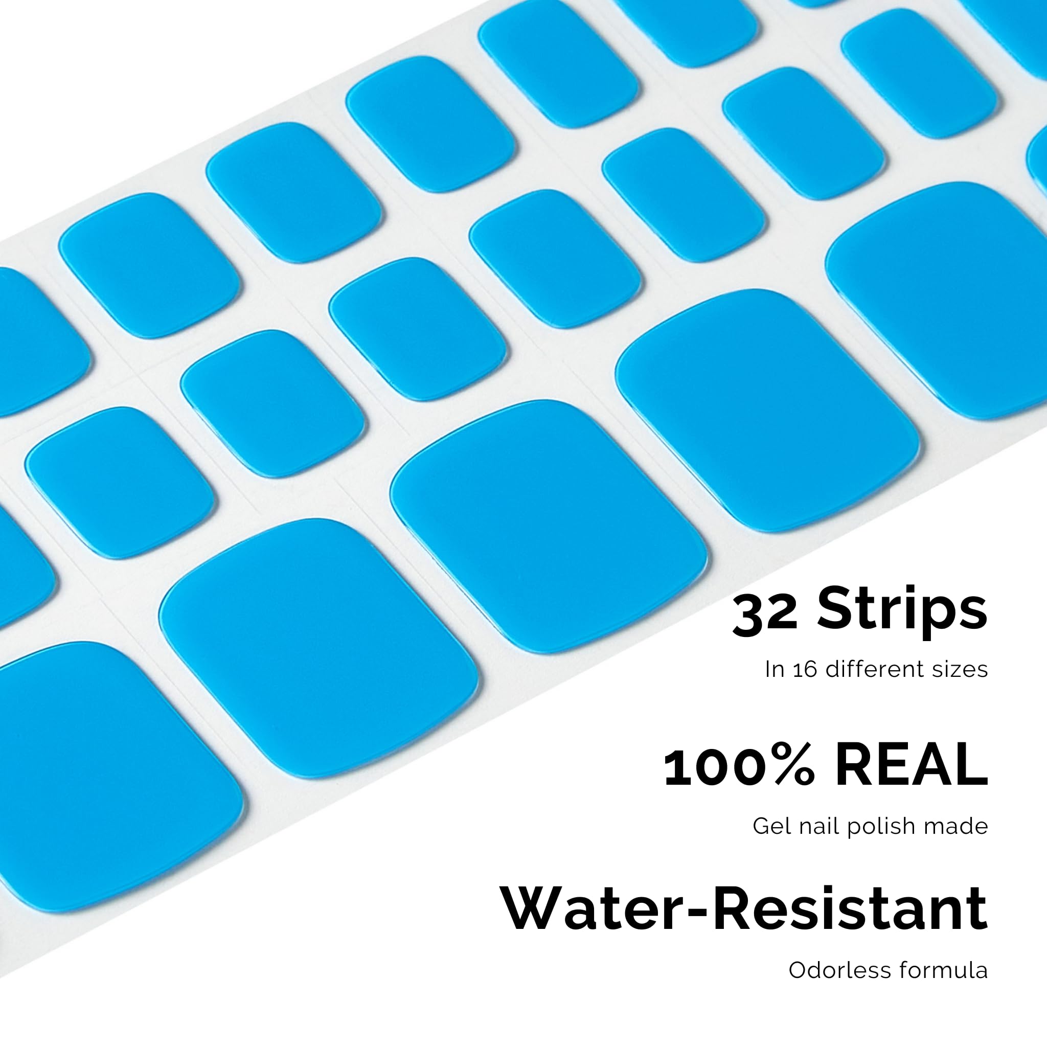 NAILOG Semi Cured Gel Nail Strips, Toe Nail Polish Strips with Glossy Gel Finishing, Butterfly Blue, 0.03 ml (Pack of 32) - Image 3