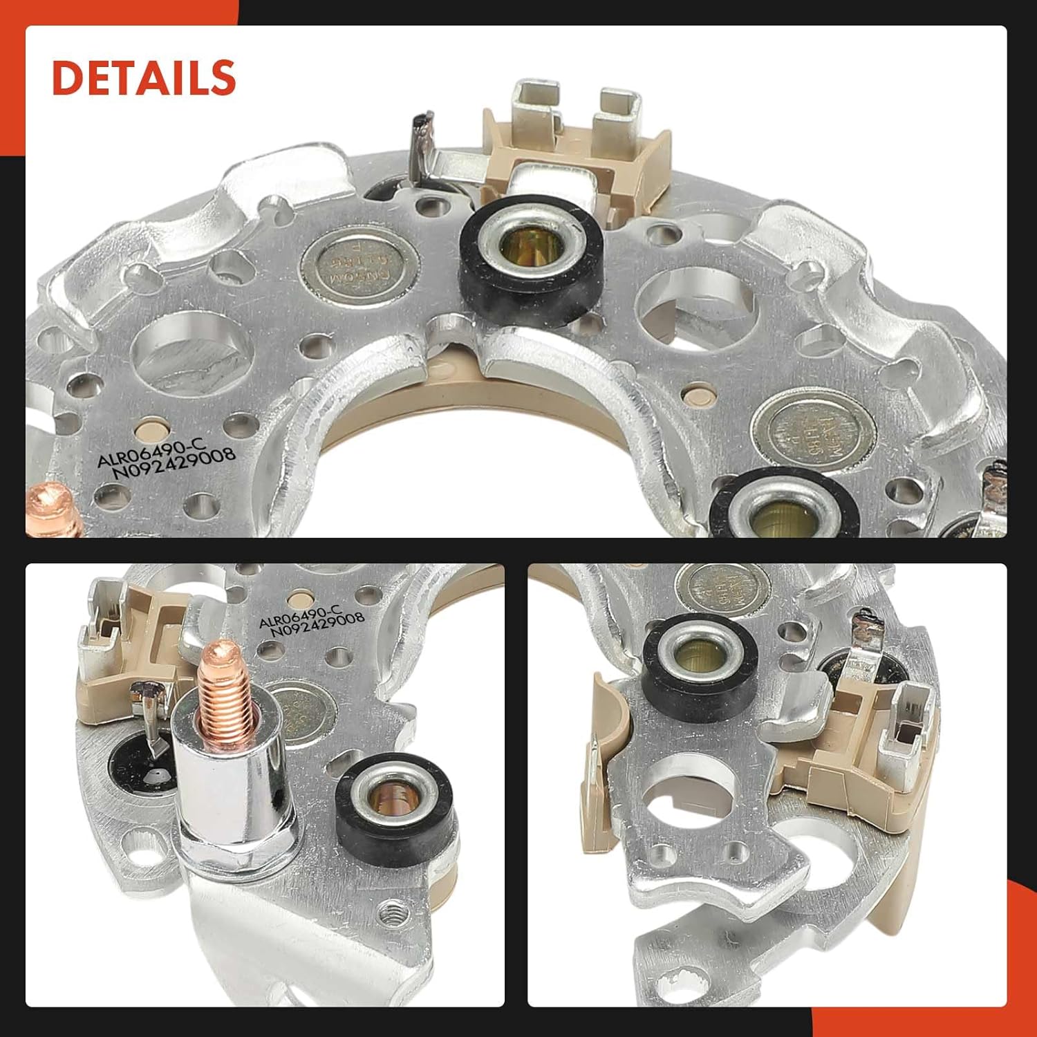 A-Premium Alternator Rectifier Compatible with Honda CR-V 2007-2011, Civic 2006-2011, Accord 2003-2007, Element 2003-2011 & Acura TSX 2004-2008, CSX 2006-2008, 2.0L 2.4L, 6-50A Avalanche Diodes