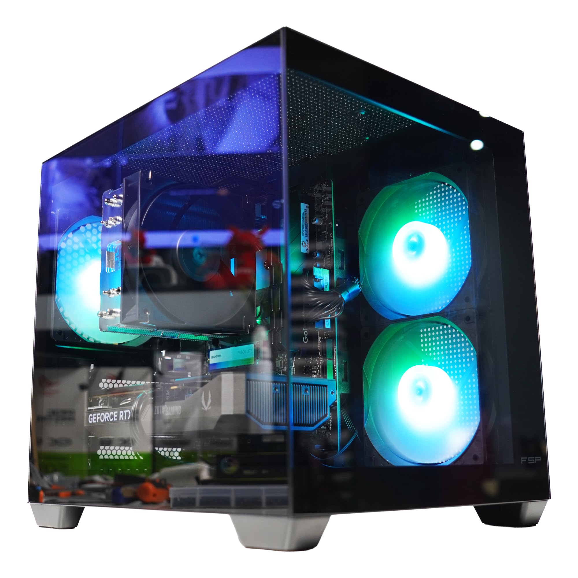 Golook PC Gaming Fisso, R5 4500, RTX 5050 8GB GDDR7, 32GB RAM, 500 GB NVME M.2 Gen4, WiFi, Computer Fisso Essential