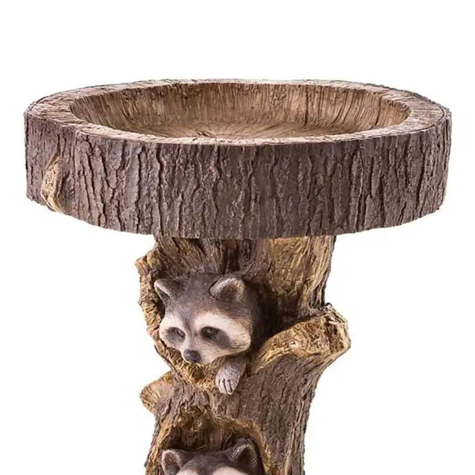 MERISHOPP Garden Bird Bath Bowl Raccoon Statue Figurine Park Housewarming Resin Feeder-image-14