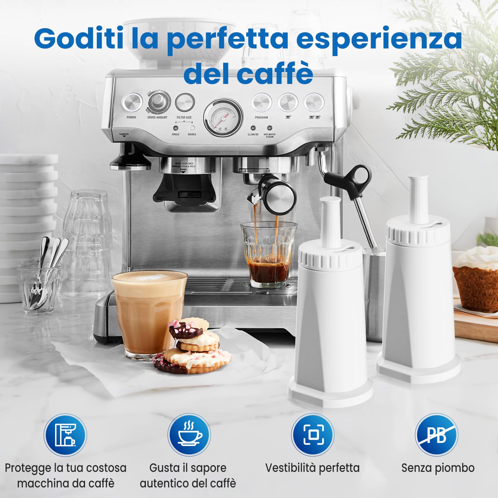 Filtro d'acqua per macchina da caffè Sage® SES008WHT0NEU1, BES008, compatibile con Barista SES810/SES875/SES880/SES920/SES980/SES990/SES450/SES500 (6)