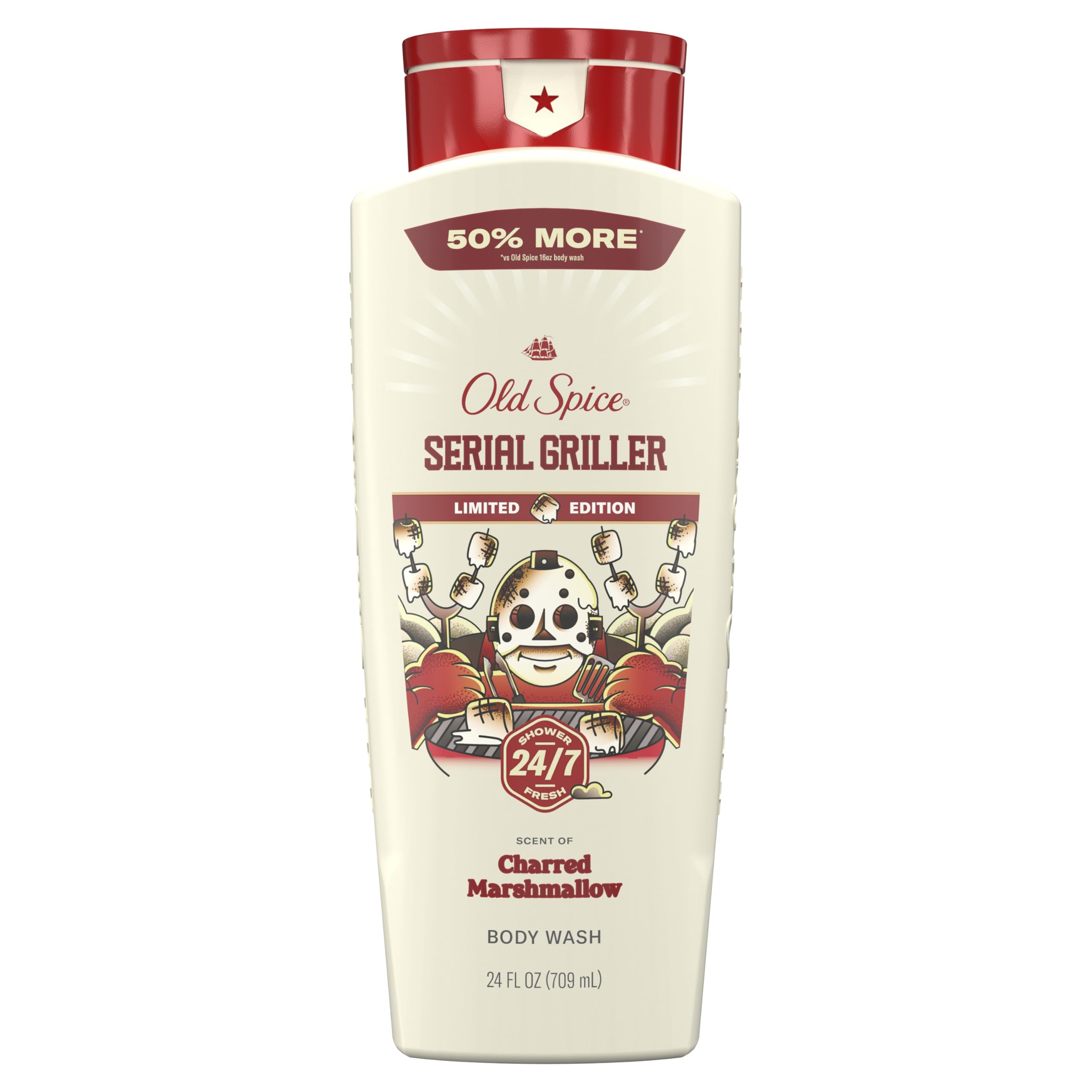 Photo 1 of Old Spice Body Wash for Men, Summerdudes, 24/7 Shower Fresh with Daily Use, Long Lasting Scent, Cleanse & Refresh Skin, VIP Festival Experience, Serial Griller with Charred Marshmallow Scent, 24 oz