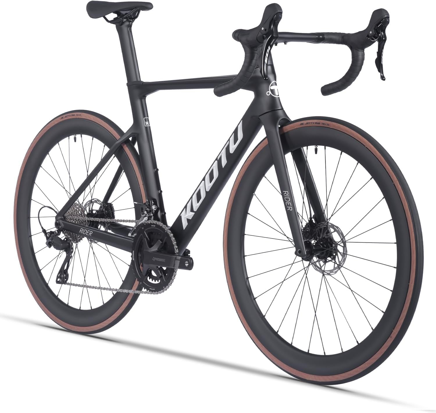 KOOTU Carbon Road Bike, Full Carbon Fiber Disc Brake Lightweight Racing Bicycle with 105 R7120 24 Speed Groupset and Hydraulic Disc Brake for Adult (51cm, Black)
