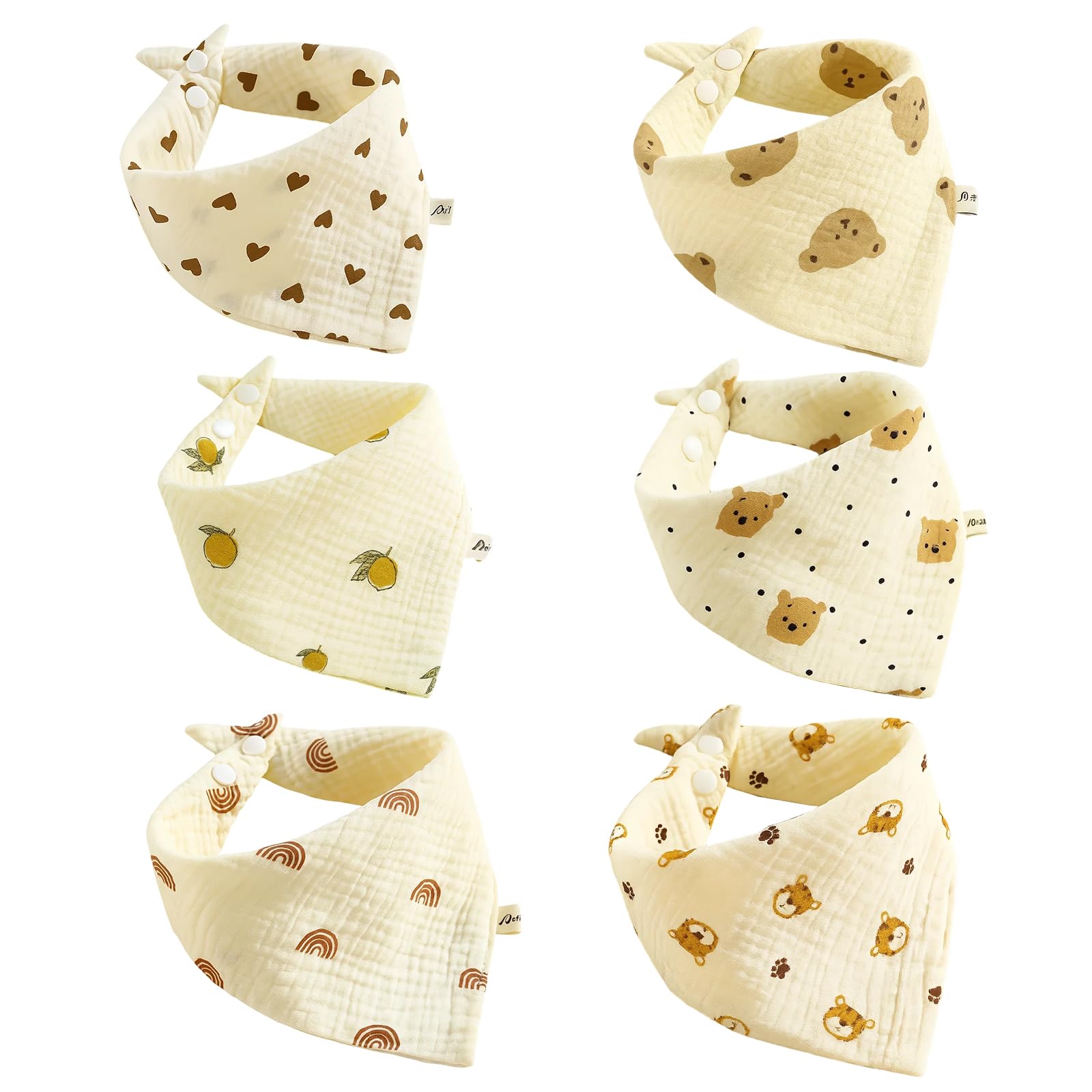 6 Pack Baby Bibs, Soft Cotton Dribble Bibs for 0-6 Months, Adorable Designs for Newborns Infants and Toddlers