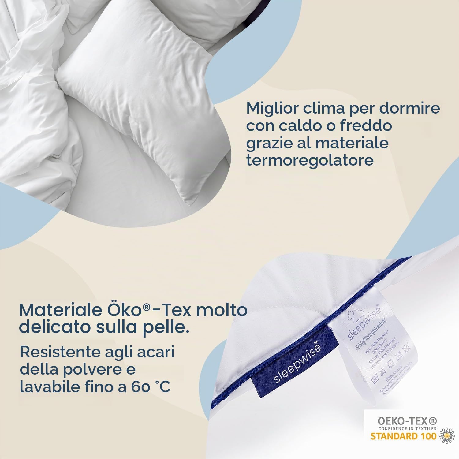Sleepwise piumone 240x220 Estivo, Certificato Oeko-Tex, per Chi soffre di allergie, piumone Traspirante e Accogliente