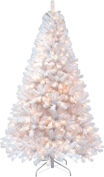 Puleo International Pre-Lit 6.5 Northern Fir Artificial Christmas Tree with 400 Lights, White