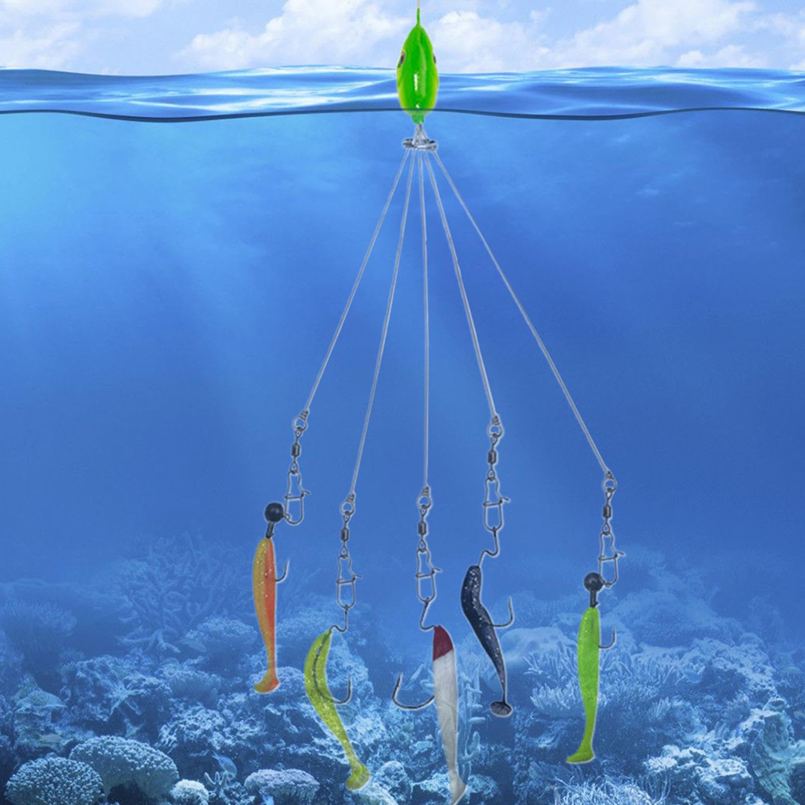 Kit Di Esche A Ombrello Per Pesca Bass E Striper, Rig Da Pesca In Acqua Dolce Con Swimbait, Set Completo Di Ami E Attrattivi - 3