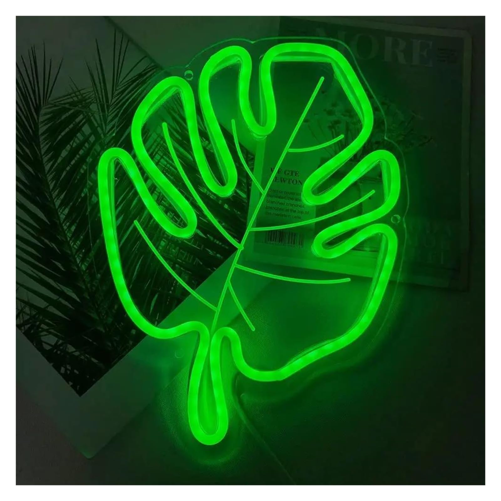Luz de Diseño de Digital Hoja De Arce, Hoja Verde, Señal De Luz LED Nocturna De Neón, Lámpara De Decoración De Pared Para Halloween, Boda, Fiesta De Cumpleaños (Talla : Segundo)