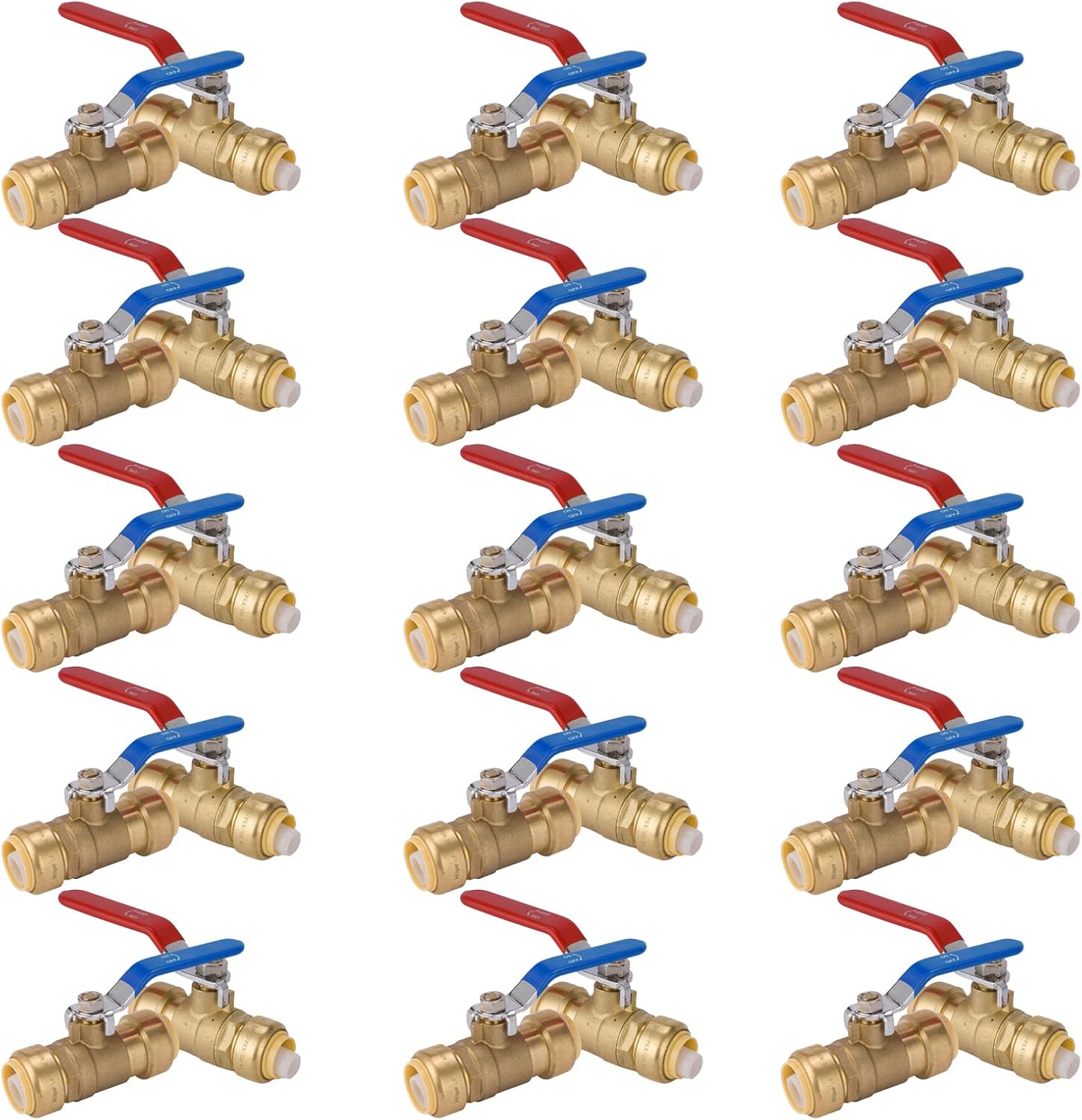 1/2 Inch Ball Valve,Pushfit Shut-off Valve for Hot and Cold Water,Push to Connect Ball Valve with Disconnect Clip(Blue&Red,Pack of 10)