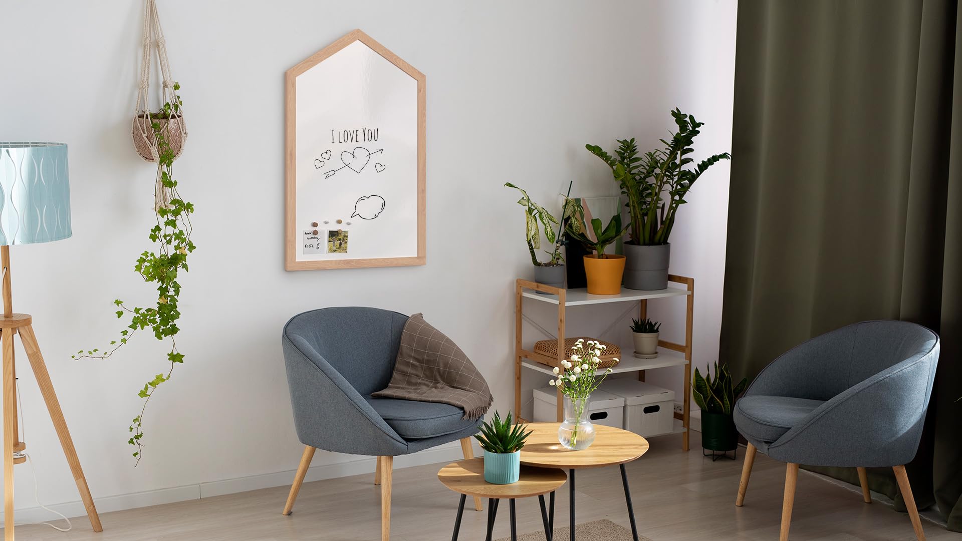ALLboards Magnettafel – Magnetisches, trocken abwischbares Whiteboard in Form eines Hauses, mit Holzrahmen