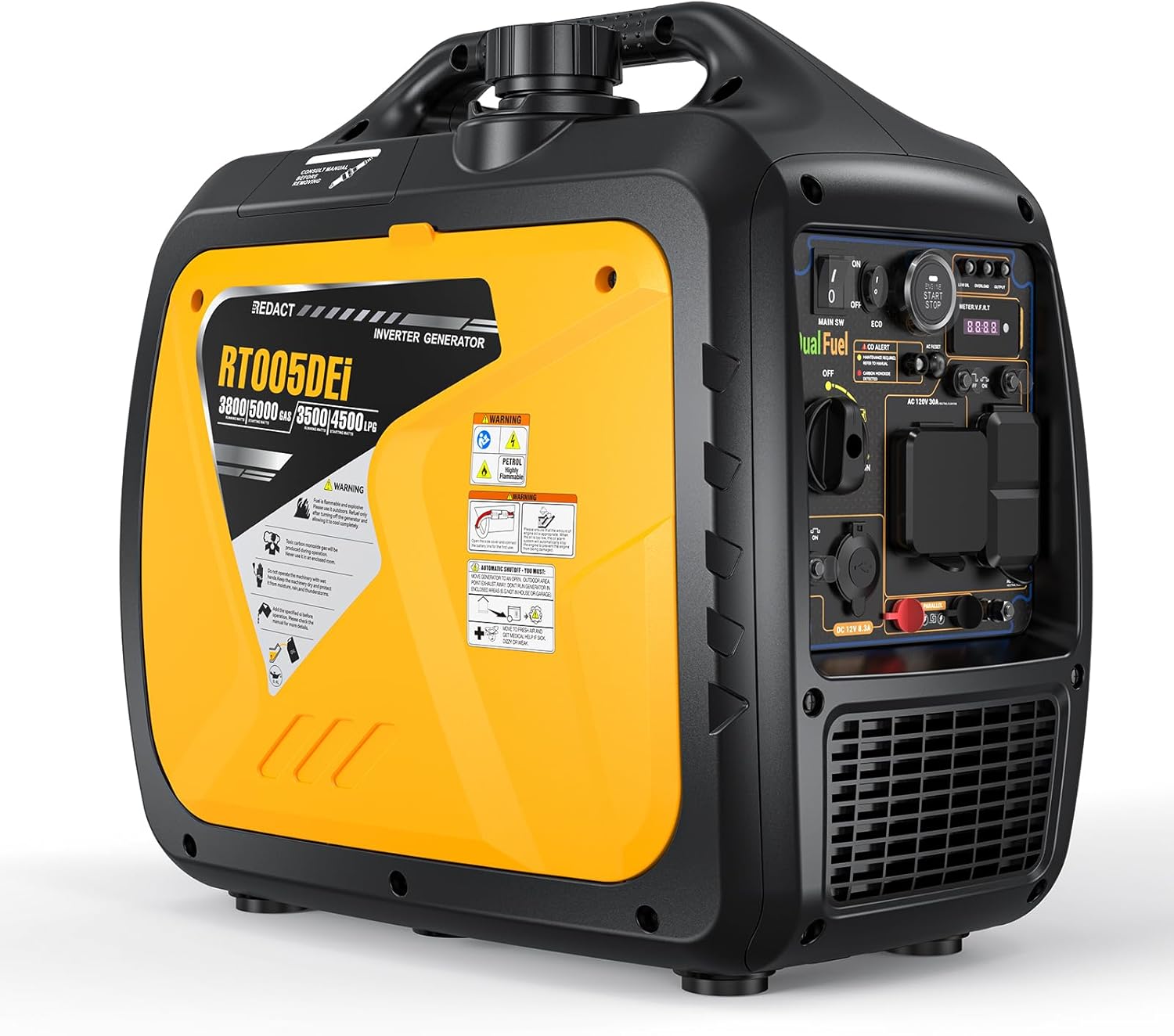 5000 Watts Portable Dual Fuel Inverter Generator– Small Gasoline LPG Powered for Home Backup