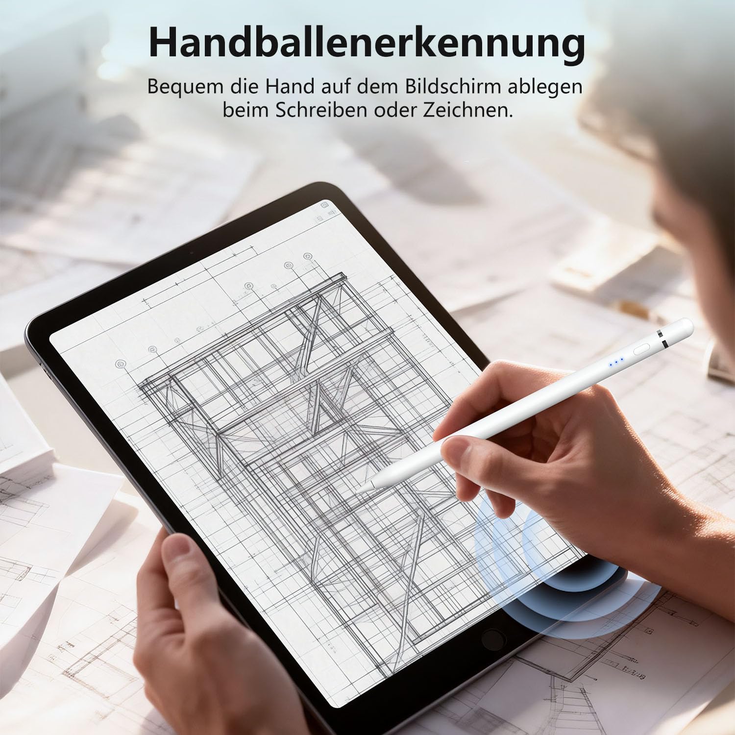 Pencil 1. Generation für Apple iPad, iPad Stift Mit Magnetische drahtlose Aufladung &Neigungssensitivität und Palm Rejection, Pencil USB C für iPad A16 11-6, Air 7/6/5/4/3, Pro M4/M3/M2, Mini 5/6