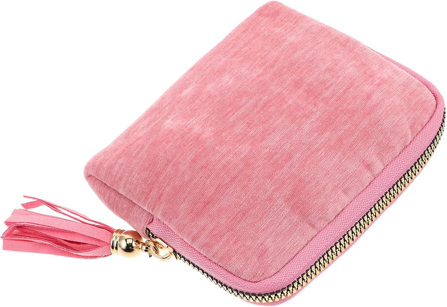 FAVOMOTO Portable Small Travel Jewelry Organizer Bag for Earrings and Necklaces, Multi-compartment Stylish Purse with Zipper and Tassel, Versatile Cloth and Alloy Case for Daily Storage
