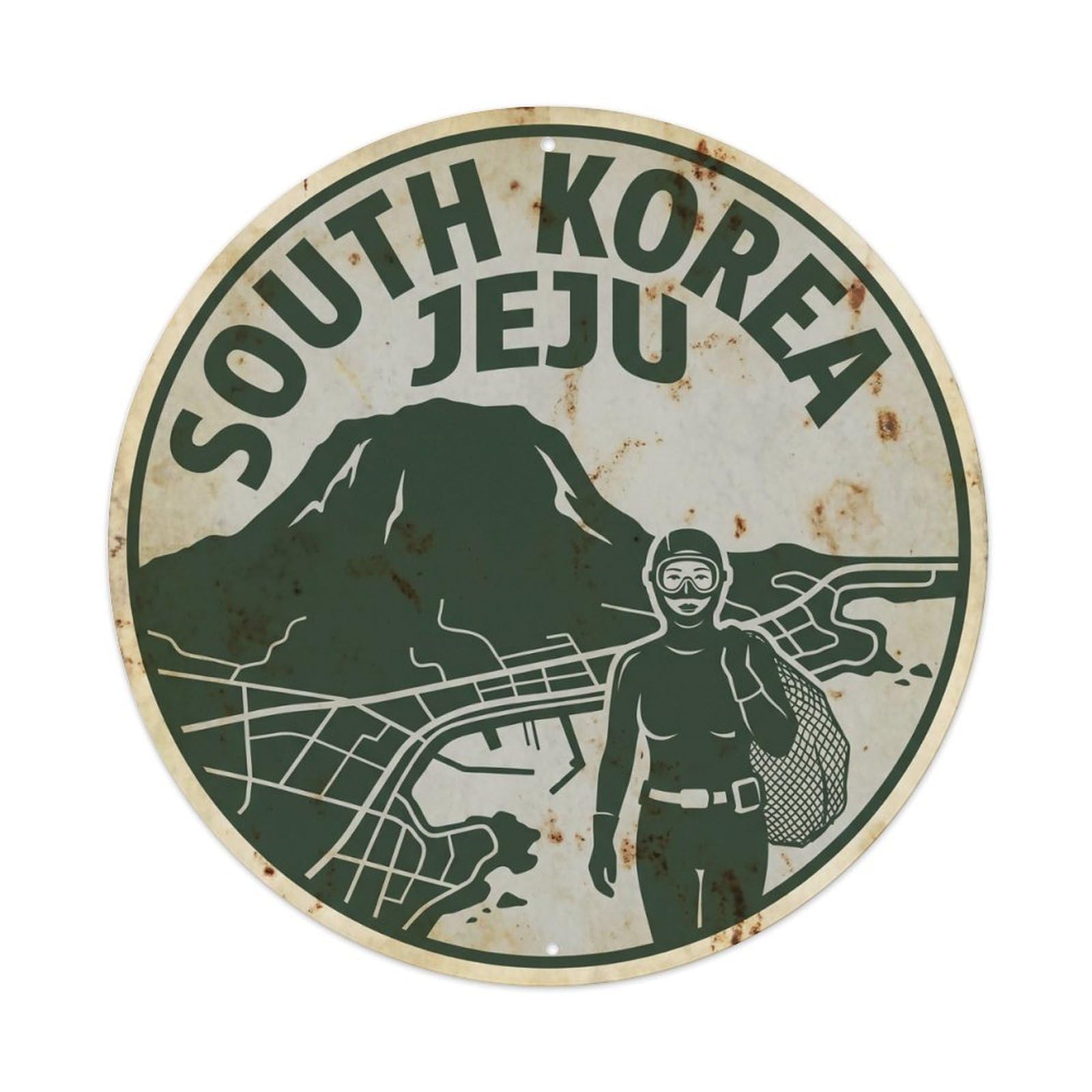 Odgynaw 8X8inch(20X20cm) South Korea Jeju Island Ocean Coast Resort Metal Tin Sign