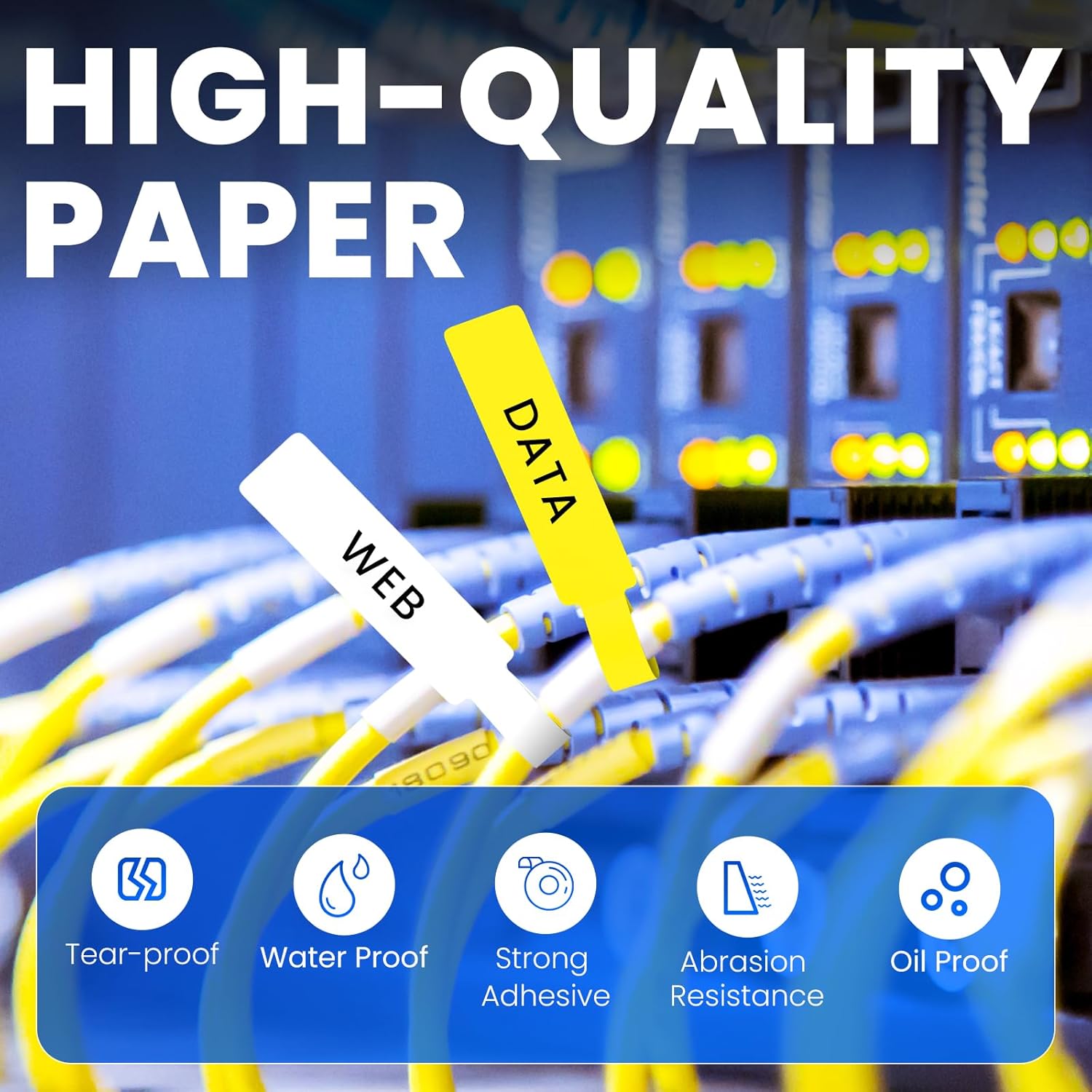 Clabel Printable White Cable Labels 6 Rolls of Thermal Self-Adhesive Paper Labels Tape, 25x78mm (1"x3") 100 Sheets Per Roll, Black Print on White Sticker Tags Durable - Image 3