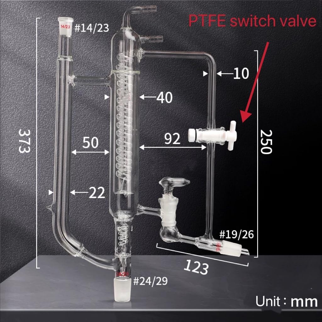 kolba laboratoryjna, Precyzyjny zawór przełączający ze szkła/PTFE do zamkniętej wieży głowicy destylacyjnej serpentynowej(PTFE Switch)