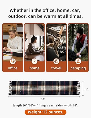 Miniatura 5 de Heated Scarf for Women and Men With Portable Rechargeable Battery, Electric Neck Scarf for Cold Weather Winter