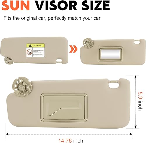 Miniatura 2 de Reemplazo de visera parasol para lado izquierdo del conductor, color beige, compatible con Chevy Chevrolet Cruze 2011, 2012, 2013, 2014, 2015, 2016,