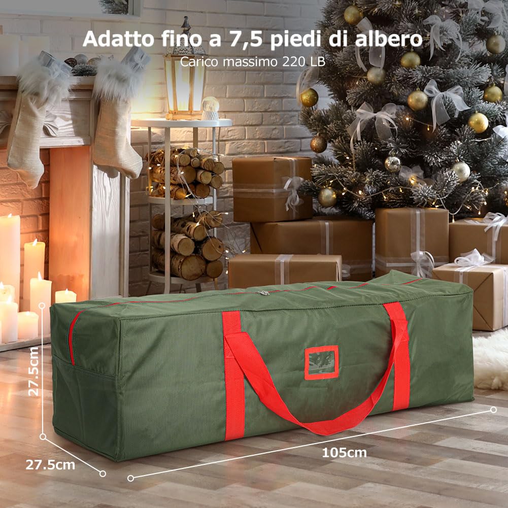 OUSFOT Borsa per Albero di Natale 180 cm Custodia Sacca Impermeabile Porta Albero in Tessuto Oxford 1680D con Manici, per Riporre Alberi di Natale Artificiali da 1,8 M, Decorazioni Natalizie