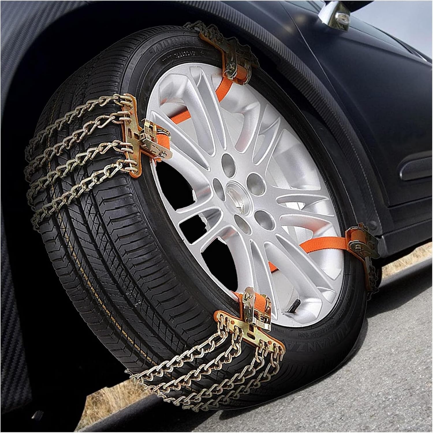 4pcs Chains Snow Chains Car Snow Chains Anti-Skid Portable Wheel Tire Car Security Chains Vehicle for Sudden Snow Easy to Fit Emergency Snow(225~285mm)