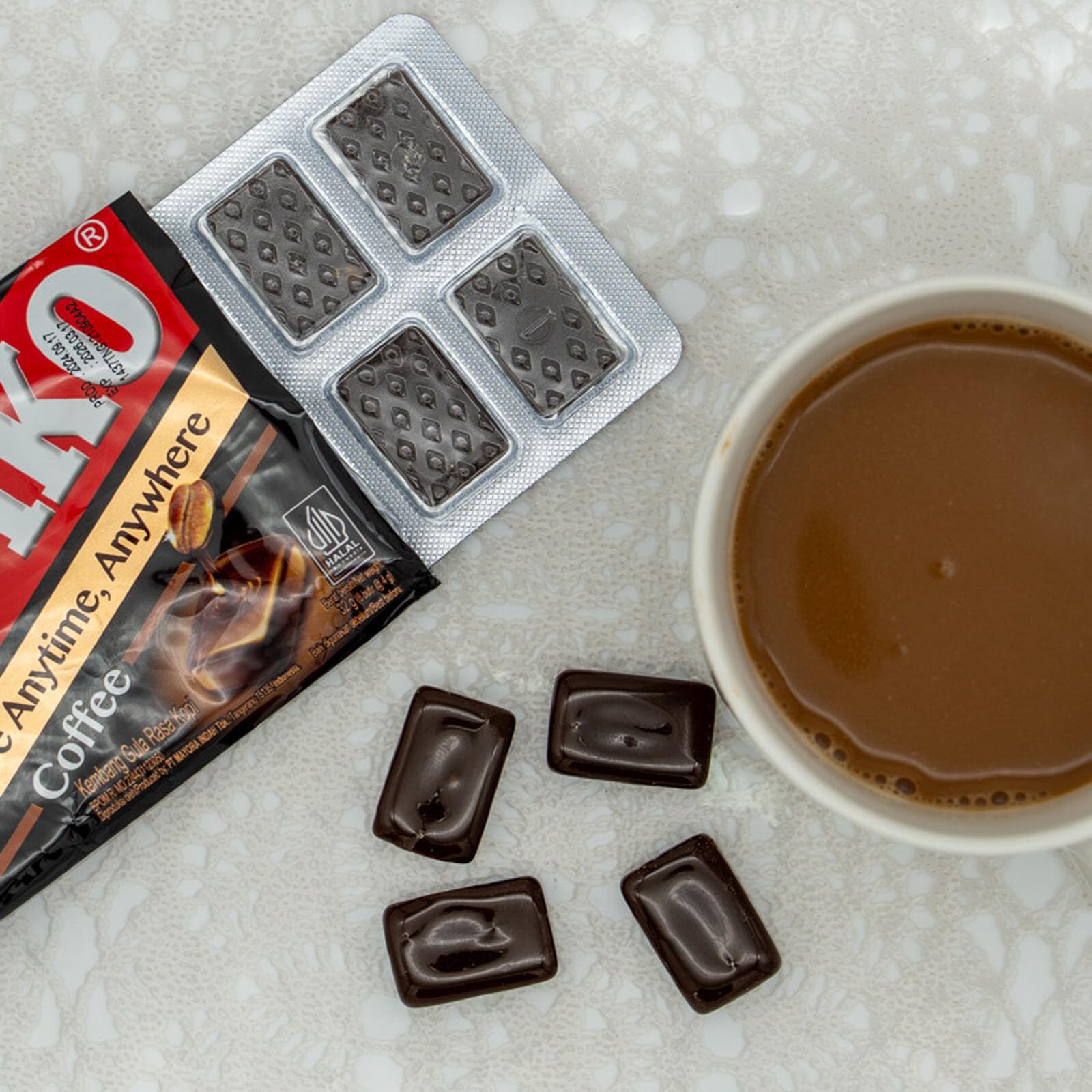 Kopiko Lote de 5 caramelos de café, dulces, en blíster clásico, 32 g