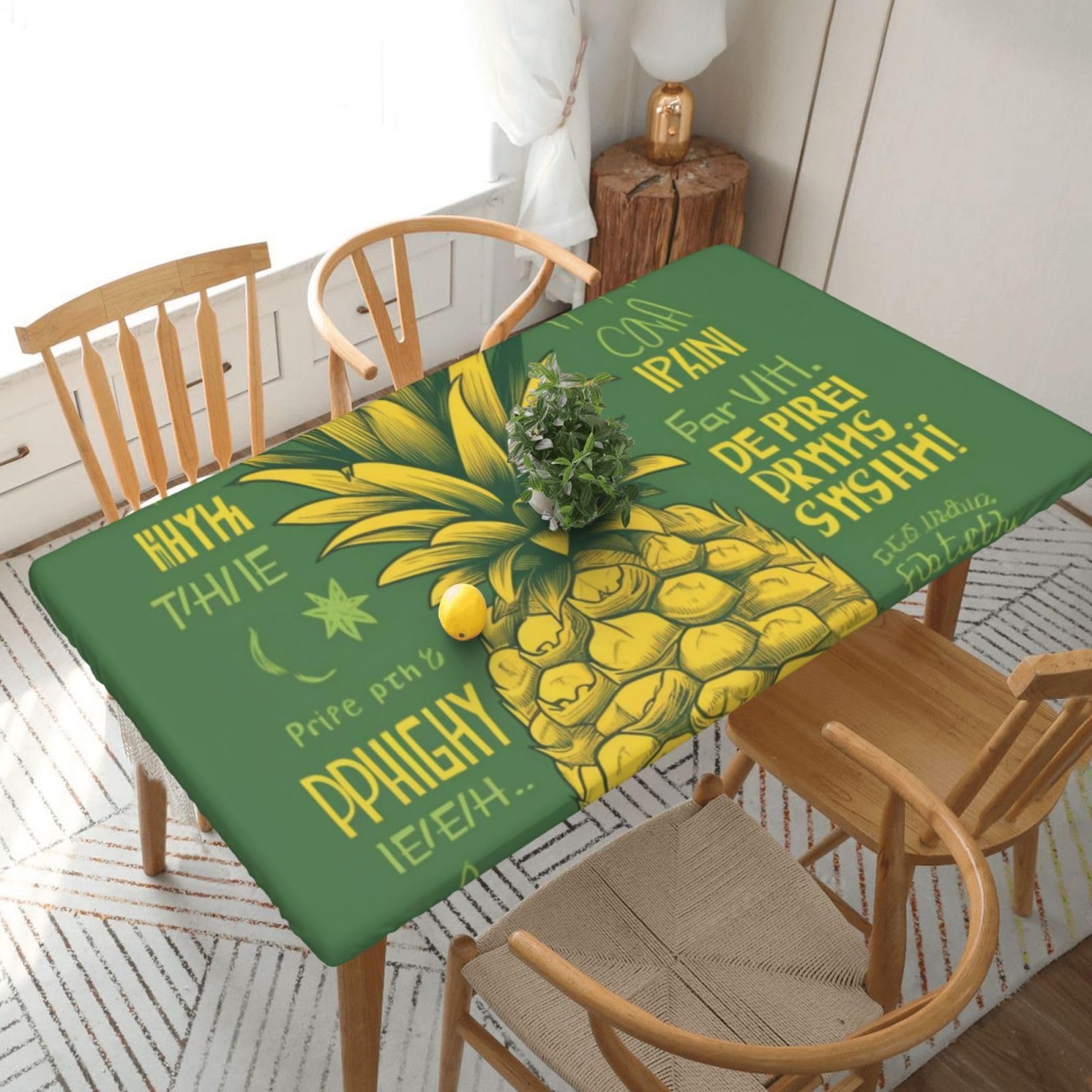WPKJU Psych Pineapple Quote Printed Tablecloths 5ft Rectangular Table Covers Washable Polyester Decorative Table Cloth for Dining Table Picnic Wedding