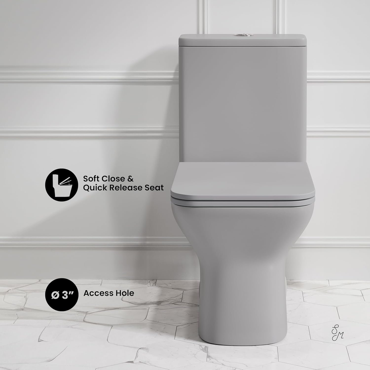 Carre One-Piece Square Toilet Dual-Flush in Matte Gray1.1/1.6 gpf