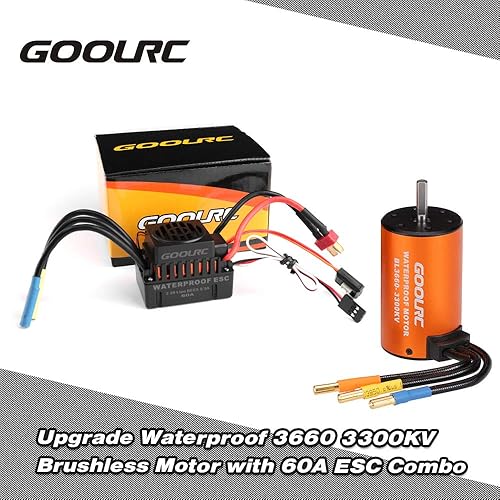 Miniatura 3 de GoolRC Motor sin escobillas mejorado impermeable 3660 3300KV Motor sin escobillas con 60A ESC Combo Set para 110 RC Car Truck