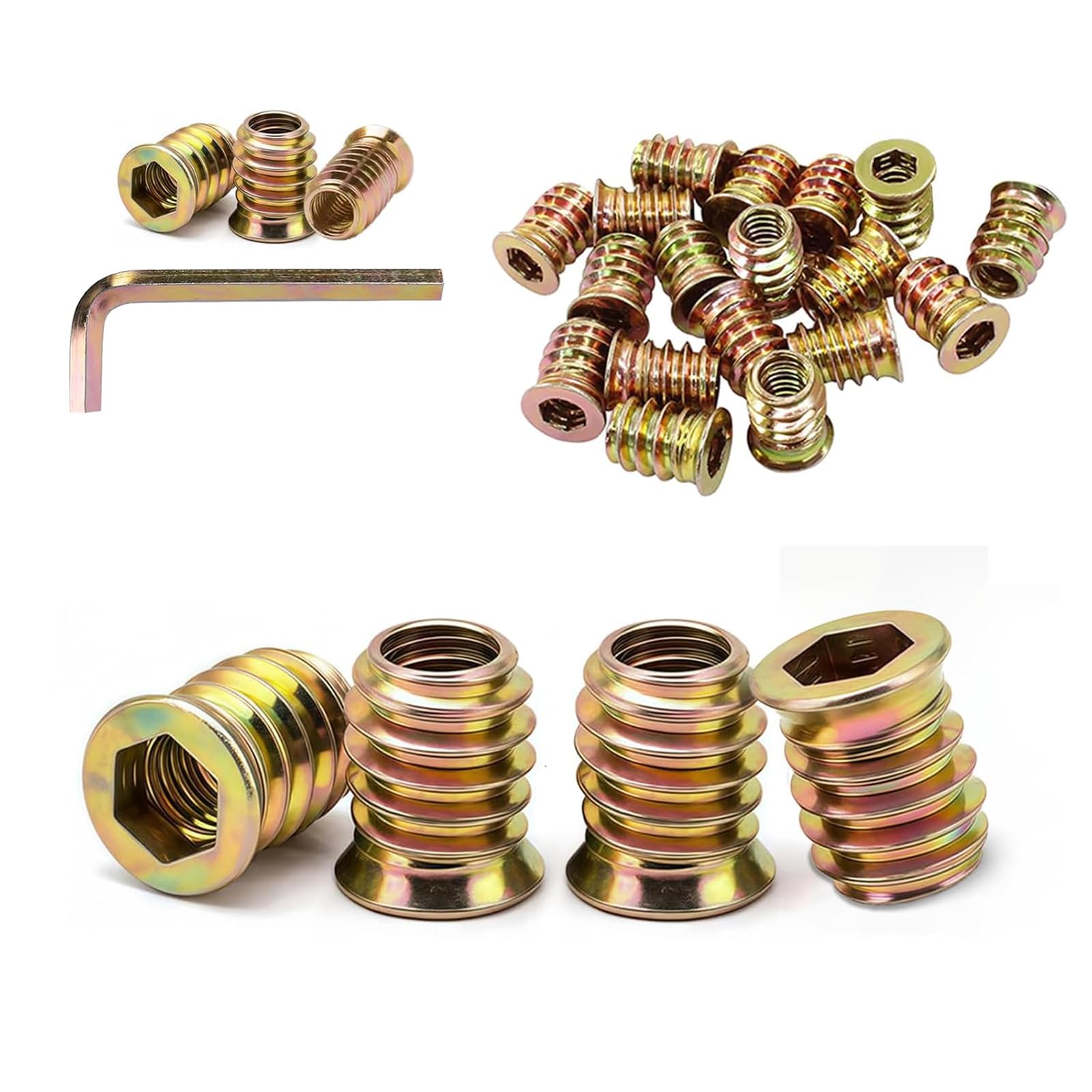 20 Pcs Threaded Inserts for Wood M10 x 15mm, Hex Socket Drive Nut Inserts โ image 1