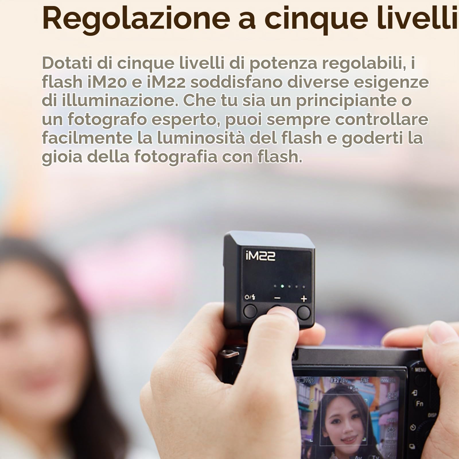 Godox iM20 Mini Flash Speedlight per Canon, Sony, Fuji, Nikon, Panasonic Olympus Pentax, Tempo di riciclo 3s, Circa 440 tempi di flash, Flash per Sony ZV1, ecc. DSLR (batteria al litio integrata)