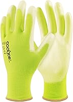 Vista 7 de COOLJOB Paquete de 12/60 pares de guantes de trabajo de seguridad a granel con revestimiento de poliuretano de agarre, guantes de punto sin costuras
