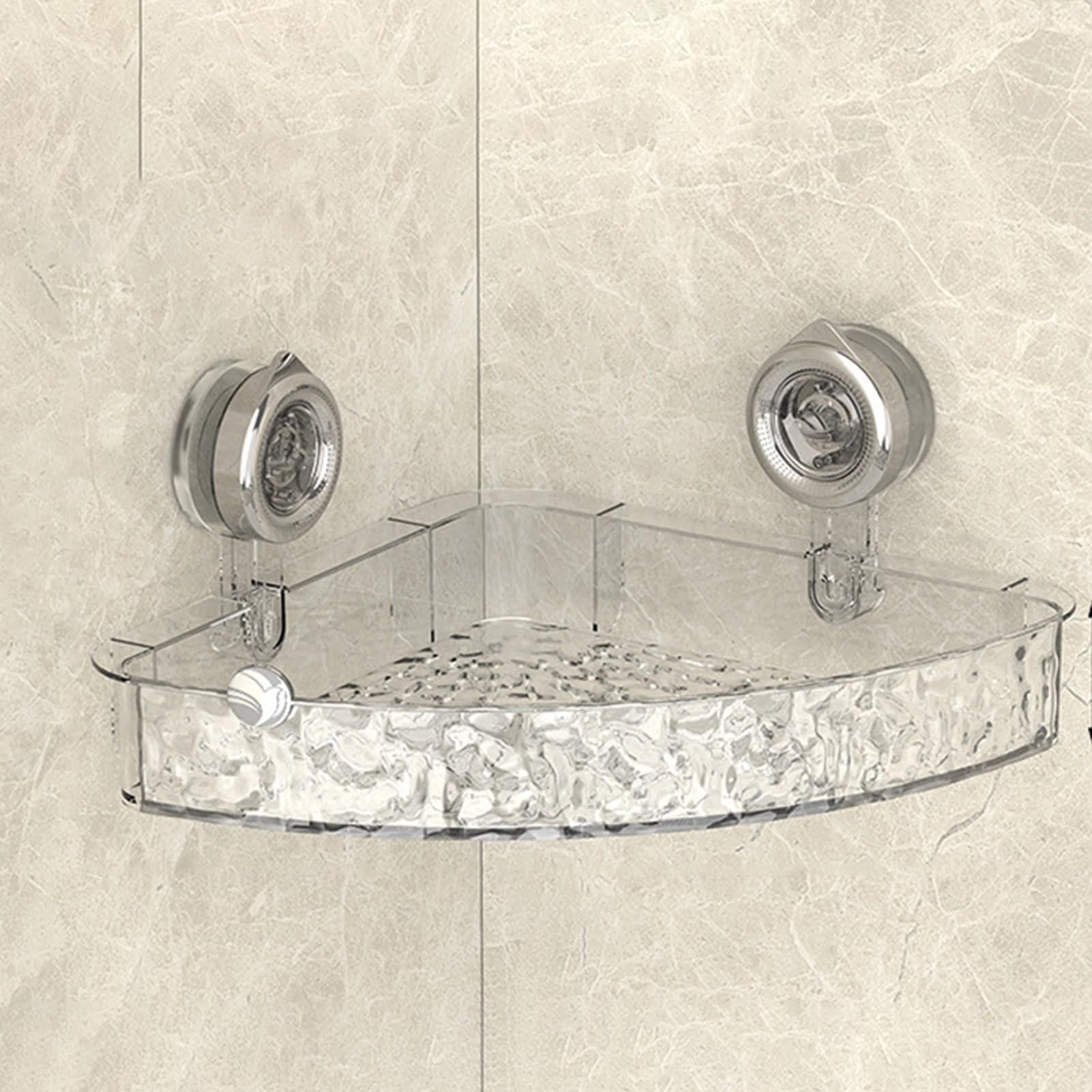 JENPECH Suction Cup Shower Caddy, Clear Wall Caddy Bathroom Shower Organizers and Storage, Corner Shower Caddy No Drilling for Kitchen Bathroom Hotel