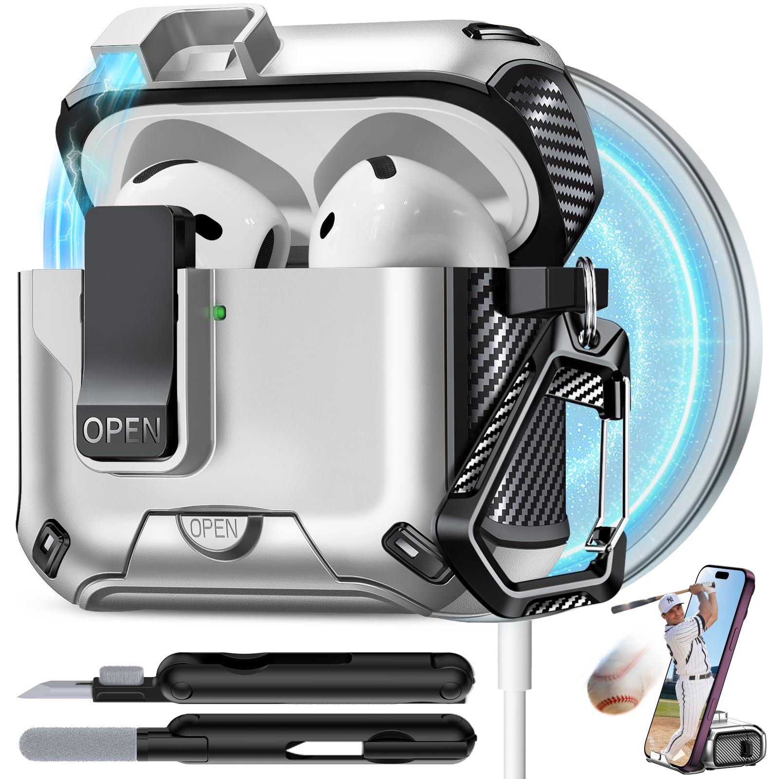 for AirPods 4 Case with Lock (Silver)